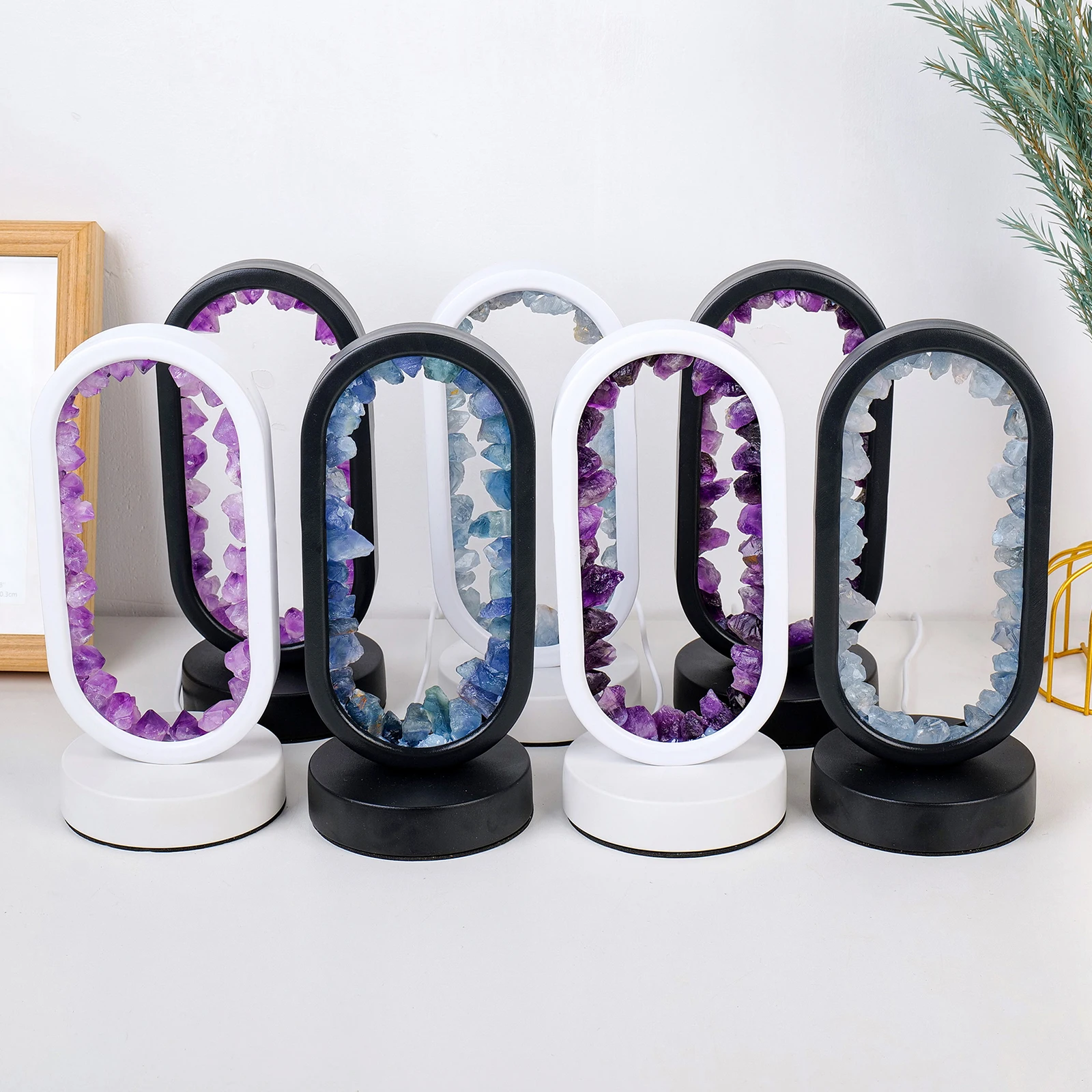 Wholesale custom logo crystal decor light ball night light crystal lamp raw stone round led night atmosphere light