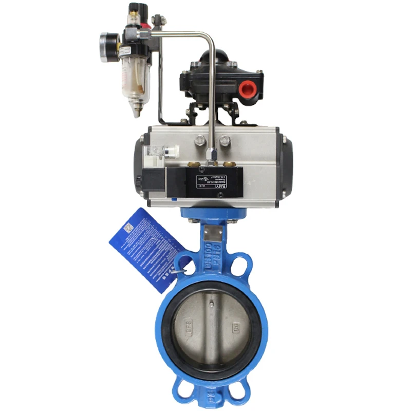 Spring return damper actuator, pneumatic shut off butterfly valve, Double acting actuator with limit switch box