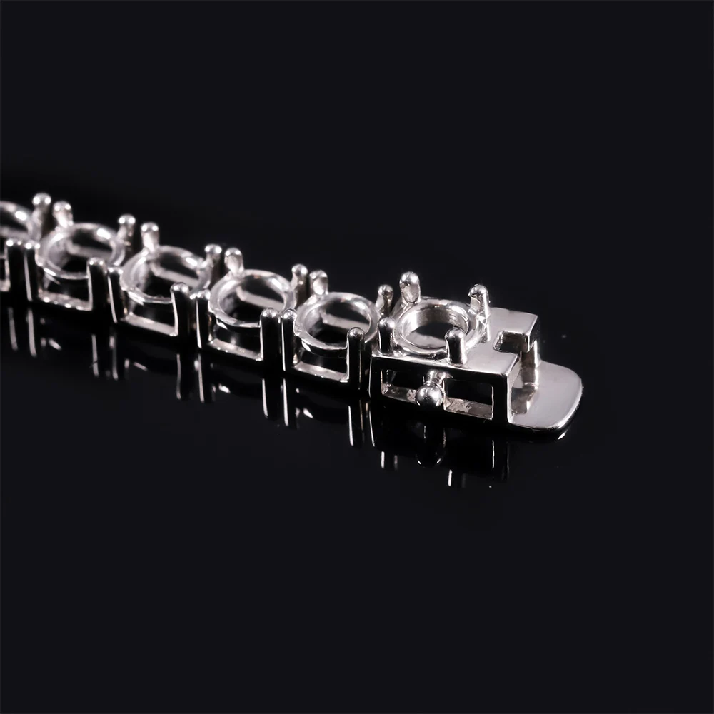 Abiding Custom 2mm 3mm 4mm 5mm 6mm 925 Sterling Silver Diamond Tennis Bracelet Mounting Semi Mount Bracelet for DIY Jewelry