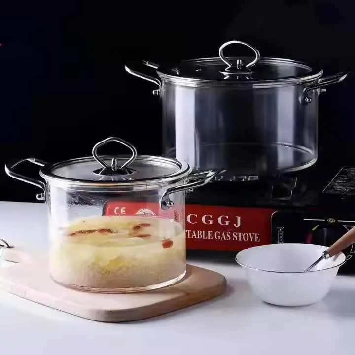 Top Seller Kitchen Accessories Handmade High Borosilicate Glass Pot With Ss Handle friendly Glass