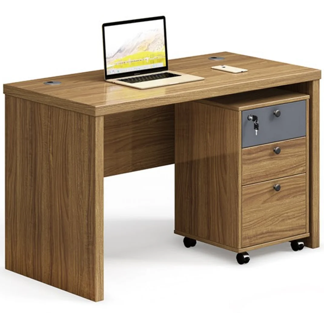 Деревянная облицовка орехового дерева офисный менеджер одиночный стол руководителя с мобильными