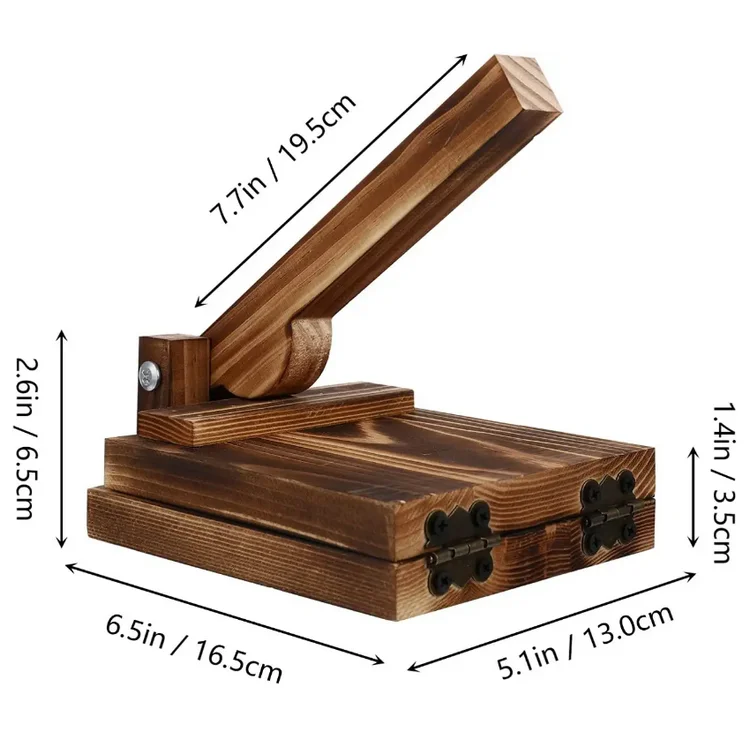 QUAWE Manual Press Wooden Corn Tortilla Presser Dough Press Tortillas Dumpling Skin Dough Presser