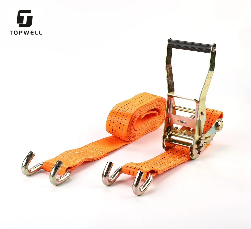 2' 5t Polyester Webbing Cargo Lashing Ratchet Tie Down Strap for Cargo Trunk