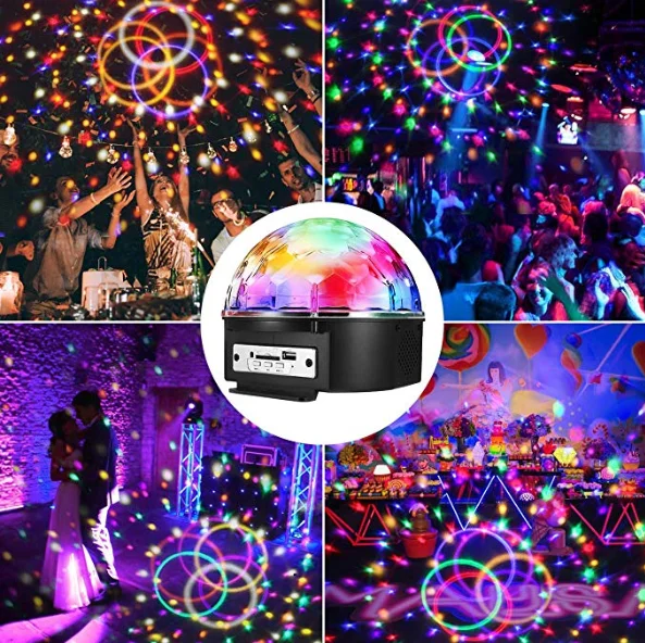 
LED 6 Colors colourful TF Card MP3 Player Disco Ball Party Lights DJ Stage lamp Strobe Light With Remote 