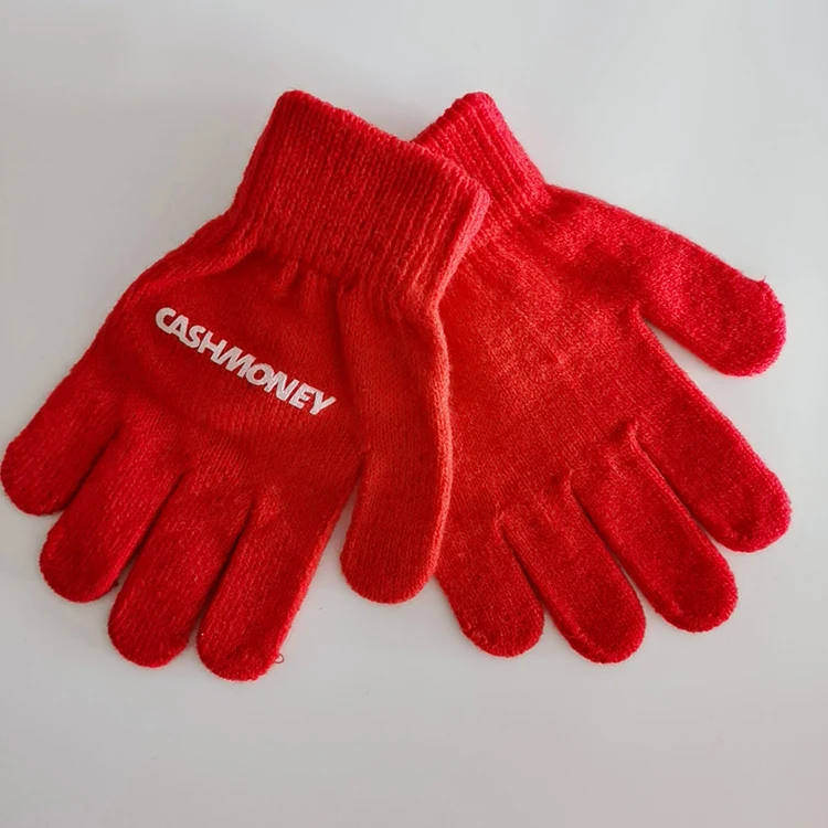Горячая Распродажа, красные вязаные перчатки унисекс с напечатанным логотипом и вышивкой на заказ, акриловые вязаные перчатки с открытыми пальцами, вязаные перчатки без пальцев