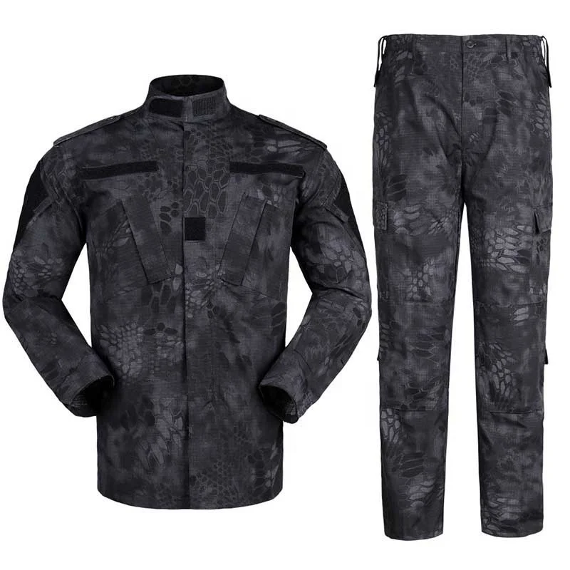 Black Python texture camouflage uniform woven fabric wear-resistant tear field combat suit camouflage uniform