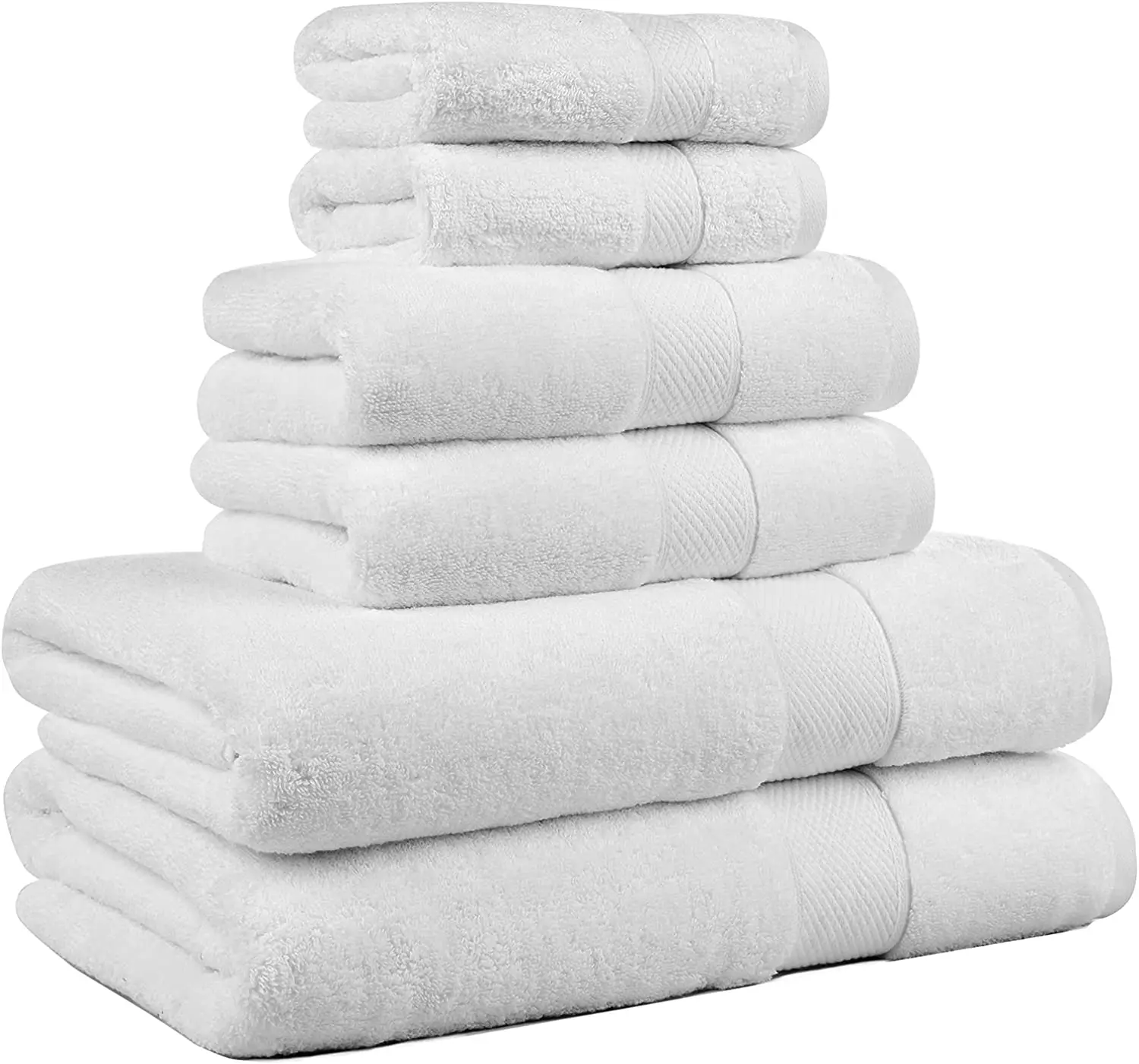 Fluffy Absorbent 32S double loops 100% cotton bath towel set plain terry white 5 star hotel living towels