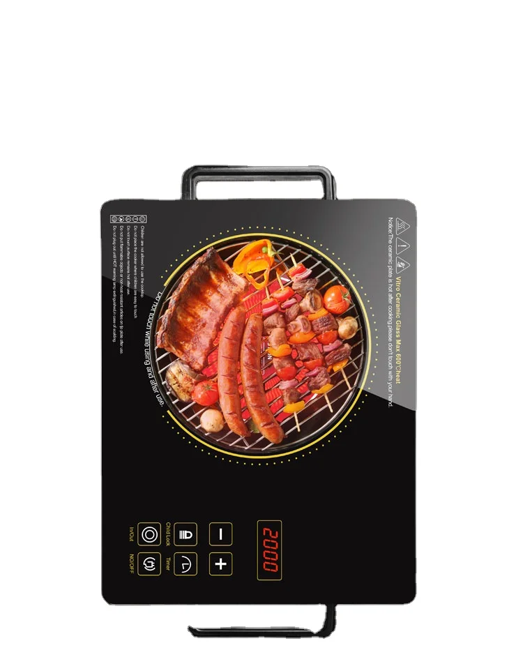 Мультифункциональная портативная настольная Одиночная плита, варочная панель, барбекю, 1 горелка, электрическая духовка 2000wt, миниатюрная индукционная плита, инфракрасная плита