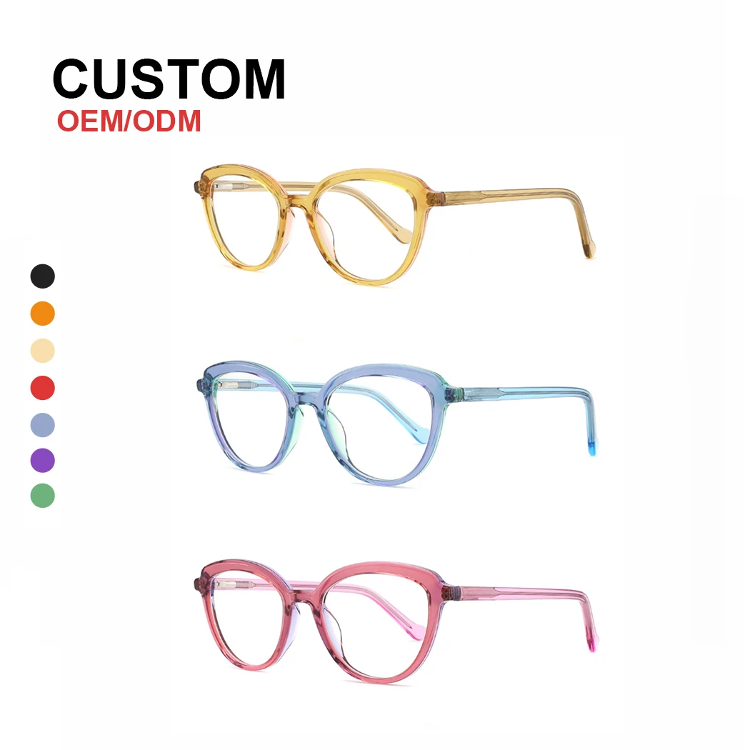 Custom Brand Retro Women Men Cat Eye Shape Acetate Optical Frame Reading Glasses Eyeglasses