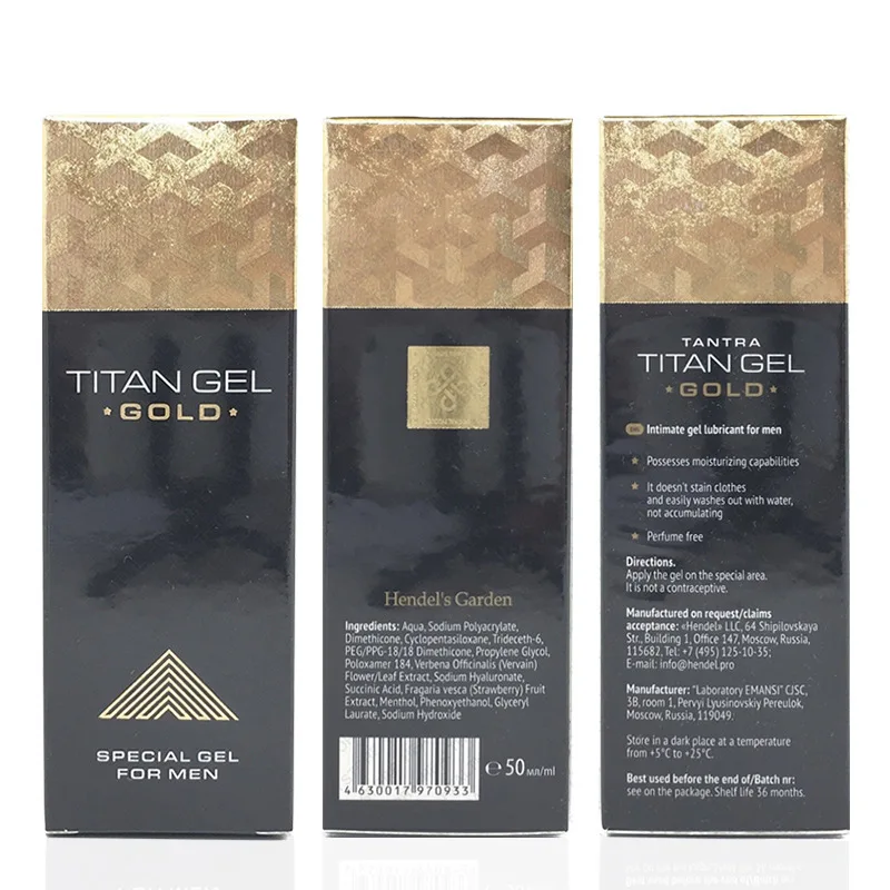 Stronger Penis Ejaculation time delay Russia TItan Gold Gel massage cream with white cap