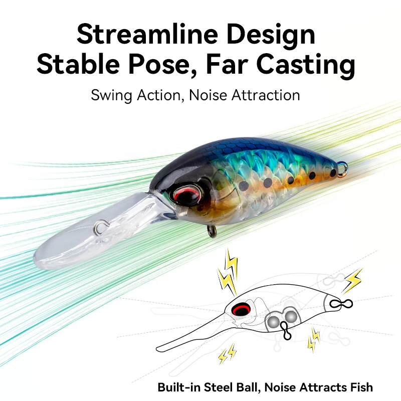 Kingdom New Design Crankbait Lure 6g 6.5g High Quality Floating  Fish Scale Laser Tape Hard Artificial Bait Minnow Lure For Sale