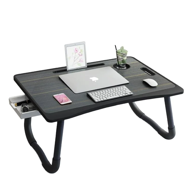
Customized New Upgraded Plastic Injection Lazy Foldable Laptop Table Notebook Stand with Cup Holder and Handle for Bed 