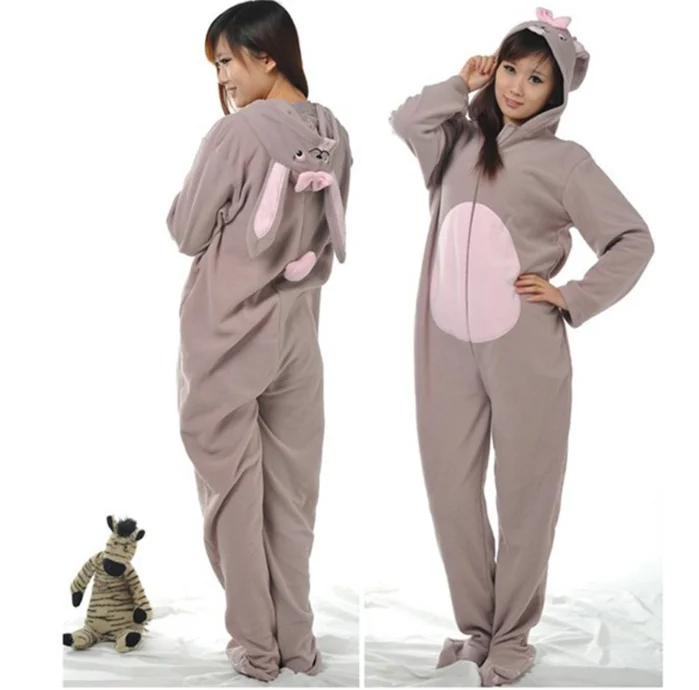 Cartoon cartoon animal gray rabbit even foot lemur spotted dog and other polar fleece couple onesie Animal onesies