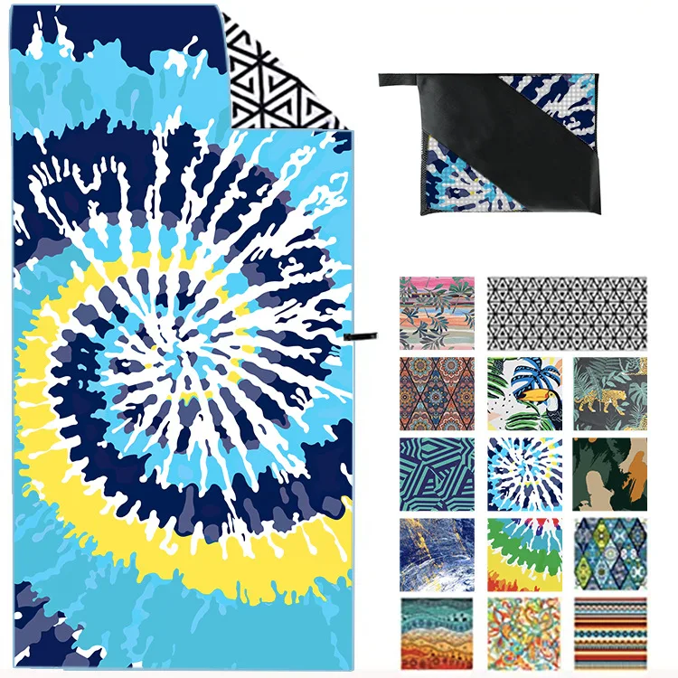  XIAOAO recycled microfiber waffle fabric Australia tesalate beach towel printed custom design double