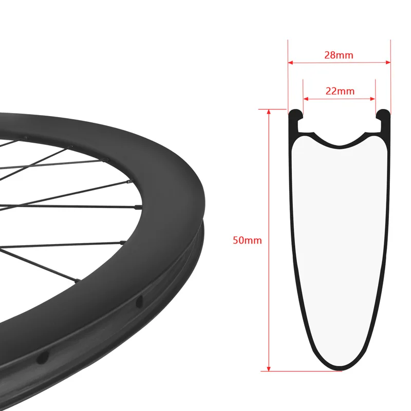 Self-phase wheel set 700C50mm carbon fiber t800 clincher/ tubeless disc brake wheel set