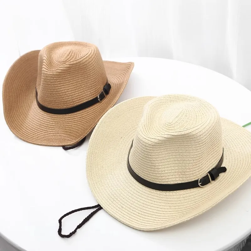 Outdoor Seaside Shading Fashion Straw Hat  Custom Print Logo  Bulk Cowboy Hats  For Sale Vacation sun protection hat