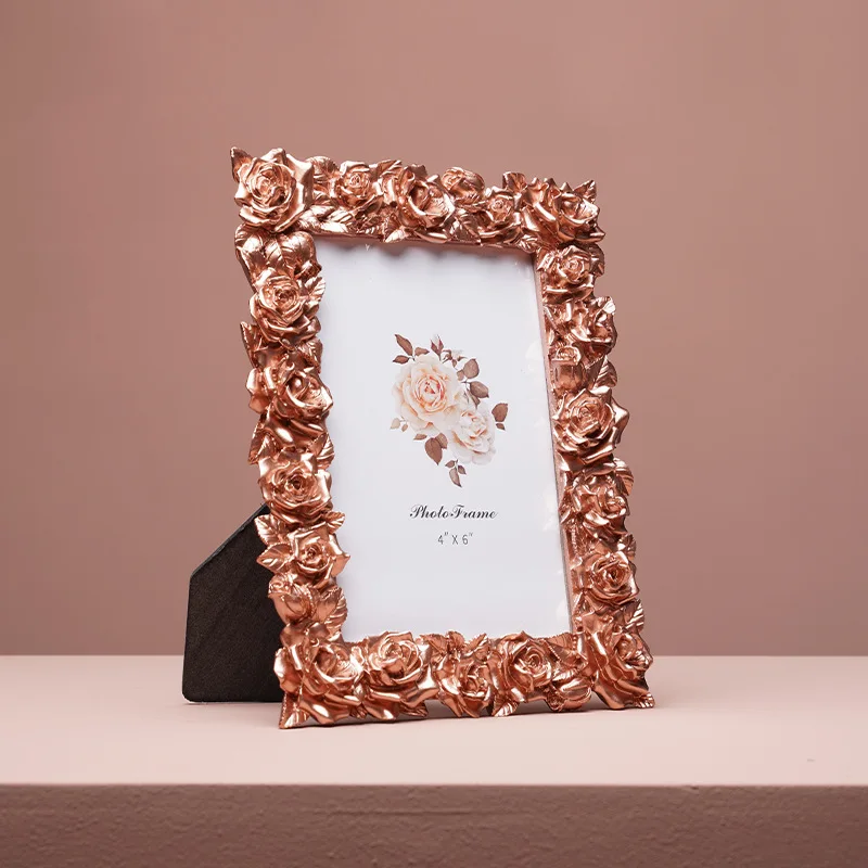 European style small knick-knack resin photo frame vintage photo frame pendulum rose modern 5 6 7 inch picture frame