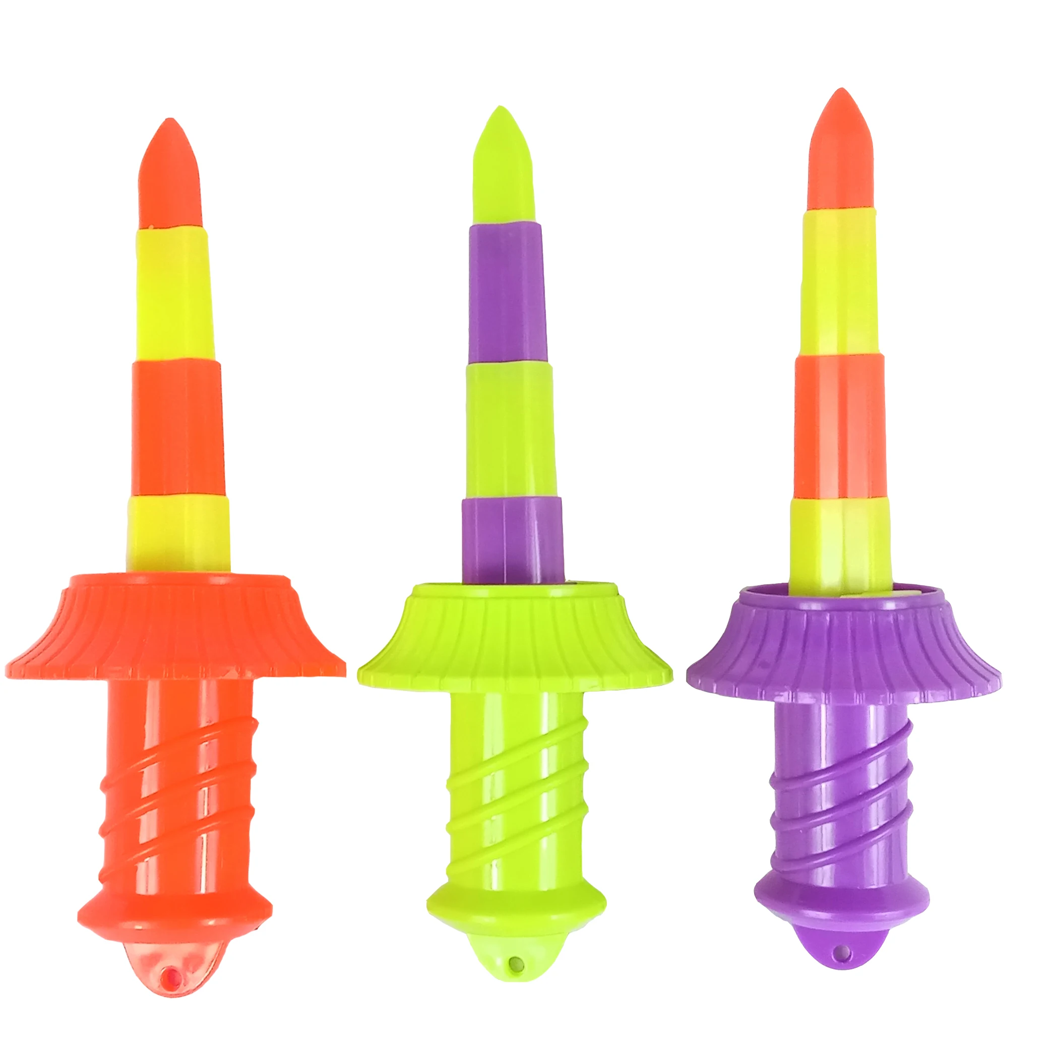 Hot Sale Carrot Sword Funny Plastic Telescopic Colorful Sword Toy 3D Printing Gravity Retractable Telescopic Sword Toy