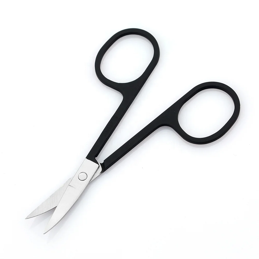 Stainless Steel Curved Sharp Beauty Nail Cuticle Cutting Scissor Black Private Label Eyebrow Scissors
