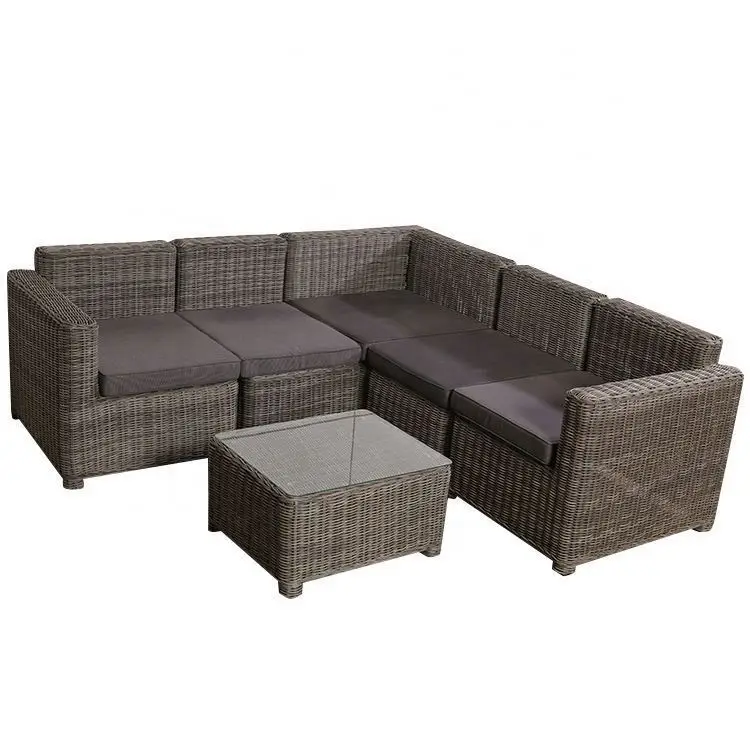 Yinzhou Living L Shape Rattan Patio Furniture Outdoor Furniture Garden Rattan Sofa Set