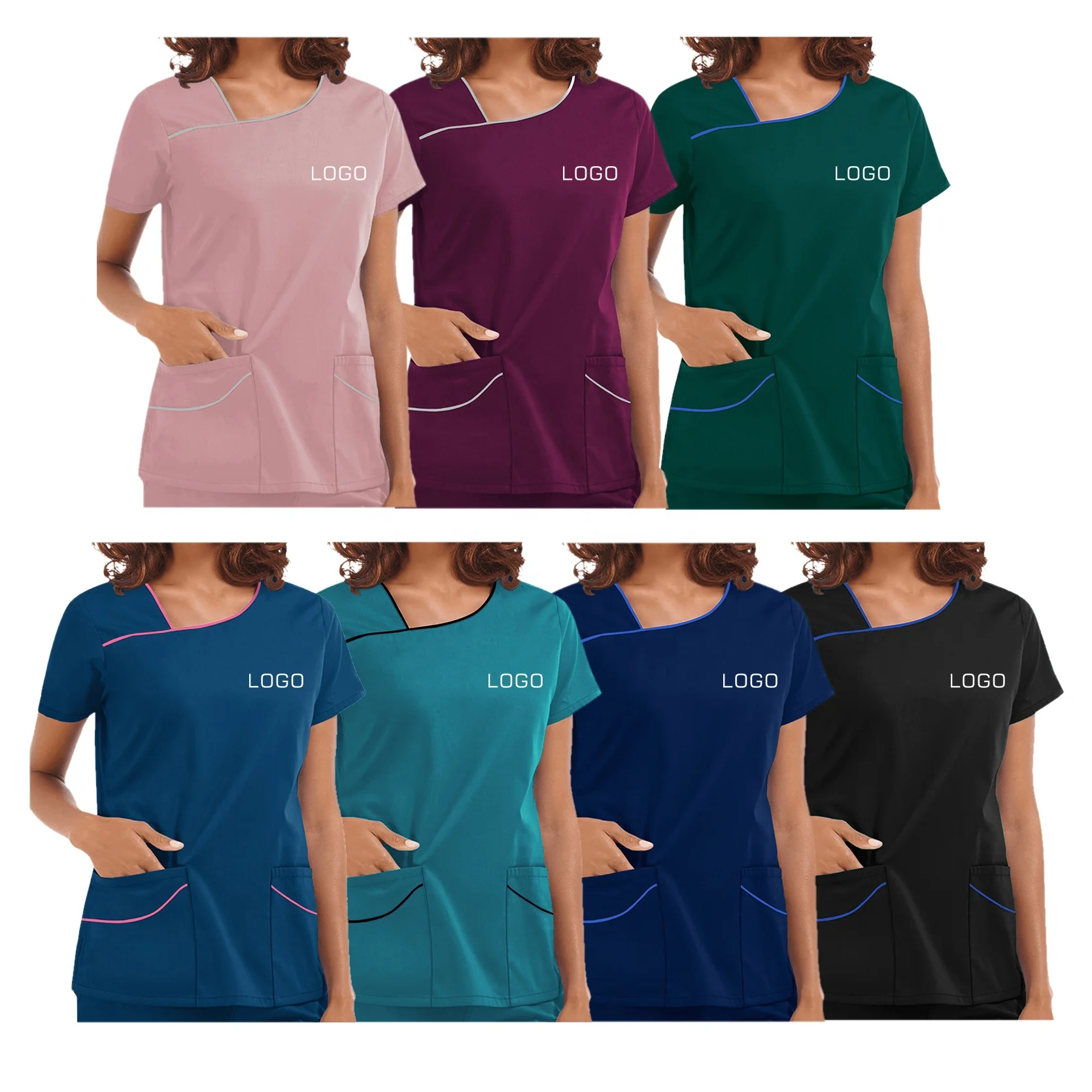 Custom Wholesale Manufacturer Hospital Uniform Women Scrub Top And Jogger Scrub Pants Nurse Medical Scrubs Set