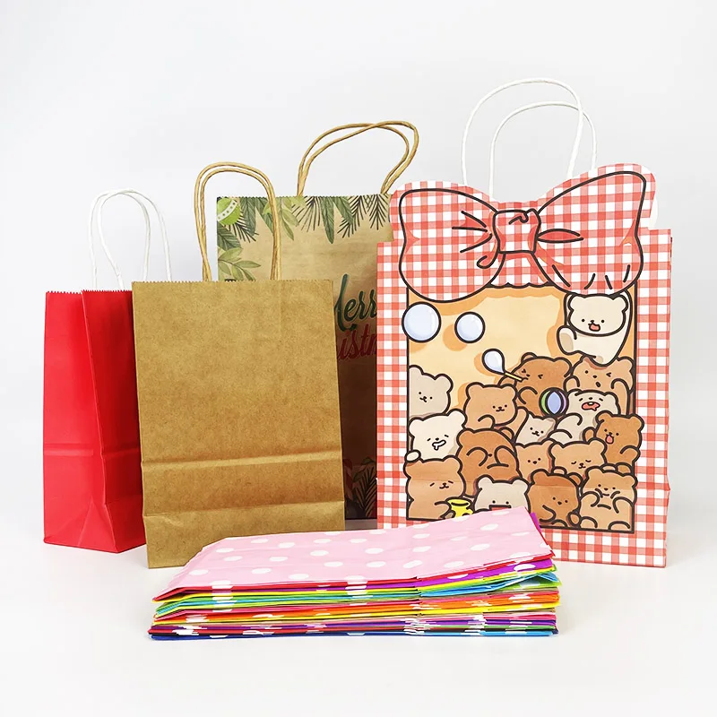 Without handle or with handles good quality shopping bags boba tea custom logo size kraft package paper bag for cup