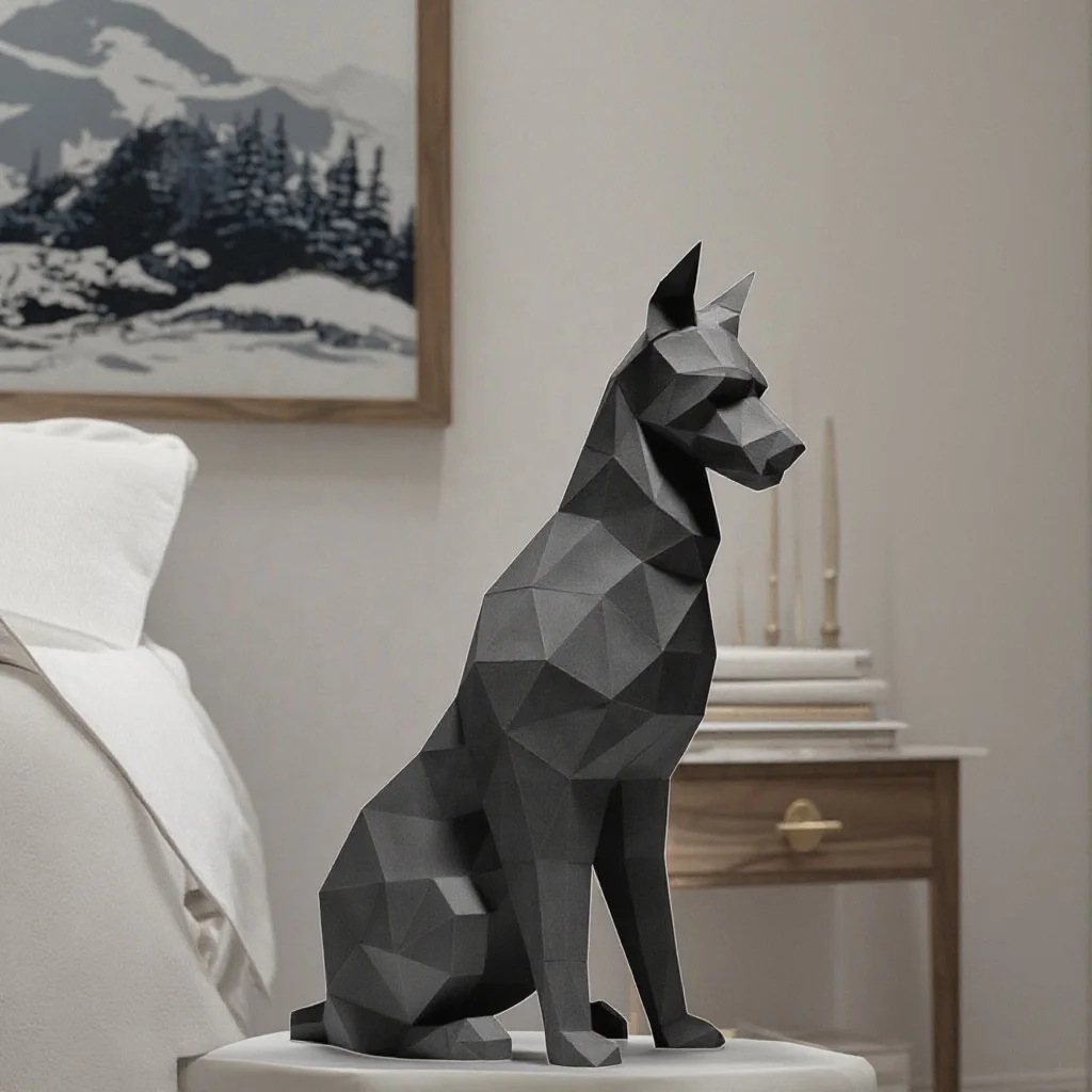 Sitting Doberman,3D Origami Paper DIY Handmade Art,Home Decor,Educational Interests,Holiday Parties,DIY Origami Paper Crafts