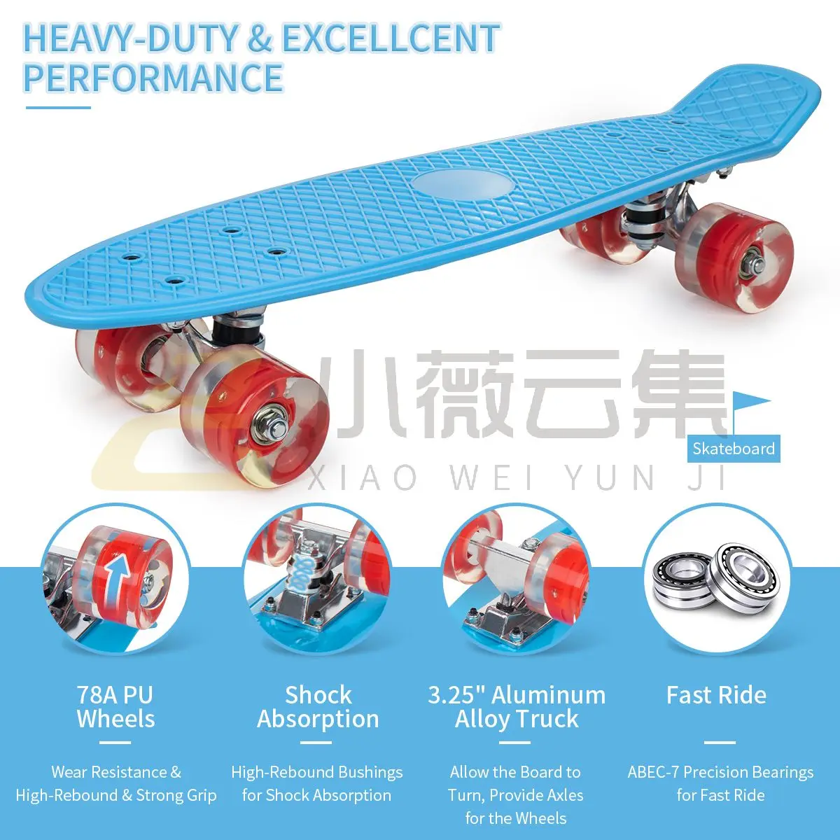 mini cruiser board blue ABEC-7  flashing wheel beginner skateboards for children and girls youngest