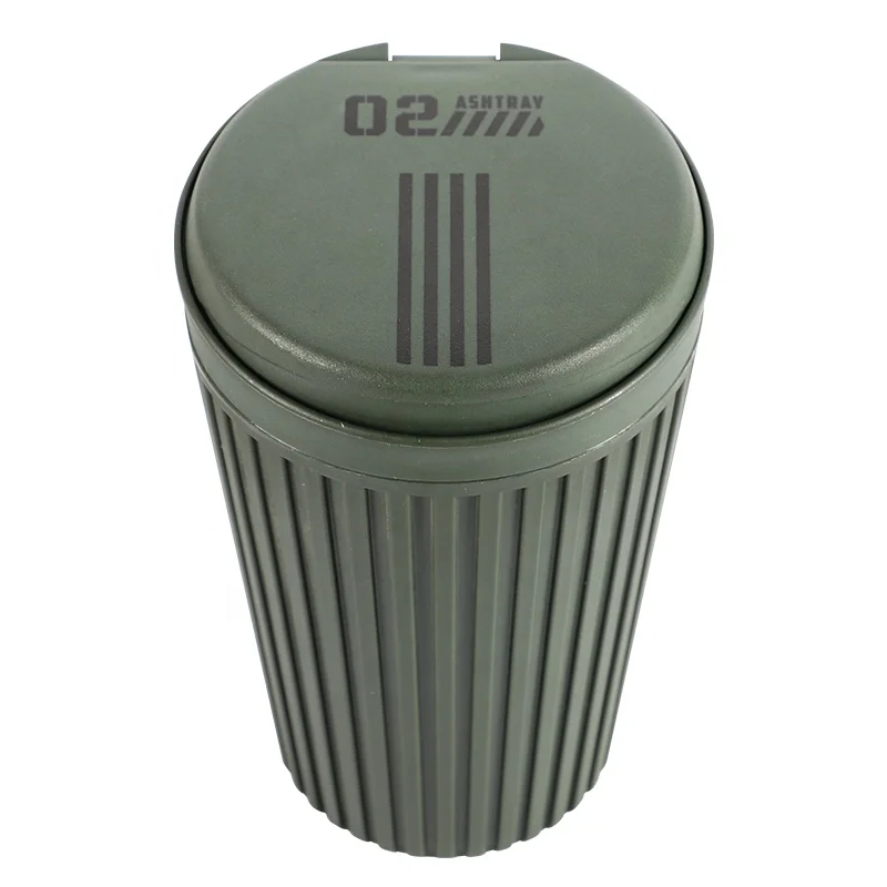 UKETA Wholesale New Military Style  Portable Ashtray For Car Waste Bin Shape Plastic Cigar Ashtray Customized