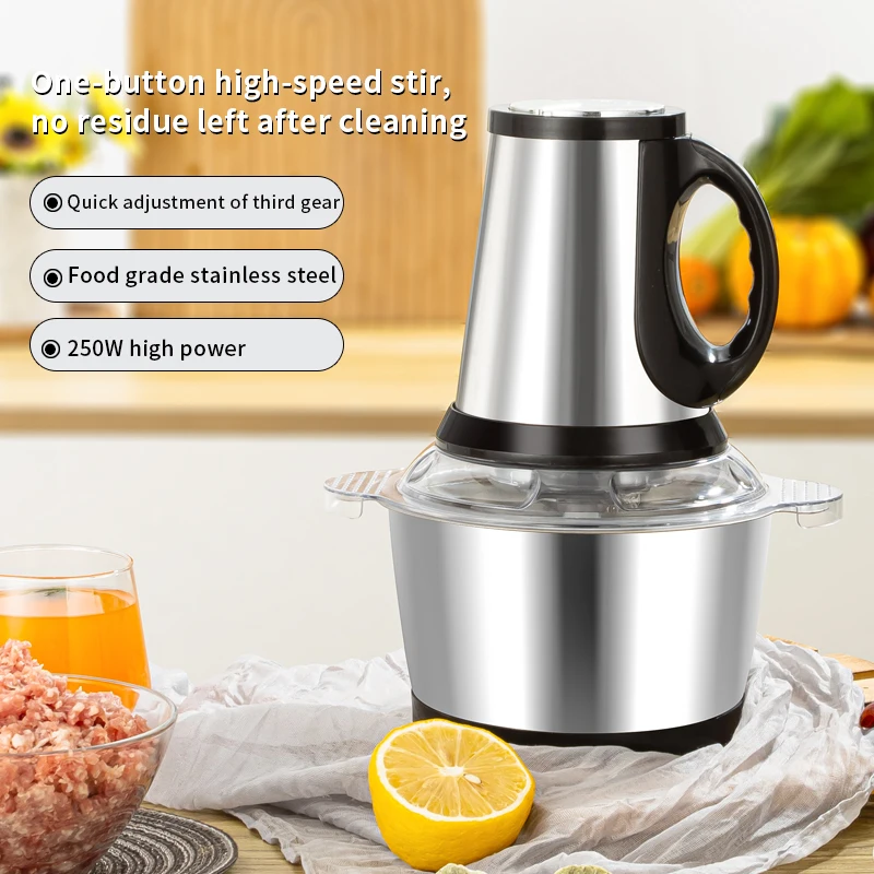 Commercial Home Use Electric Powered Food Chopper Food Processors Glass Stainless Steel Housing Meat Grinders For Household