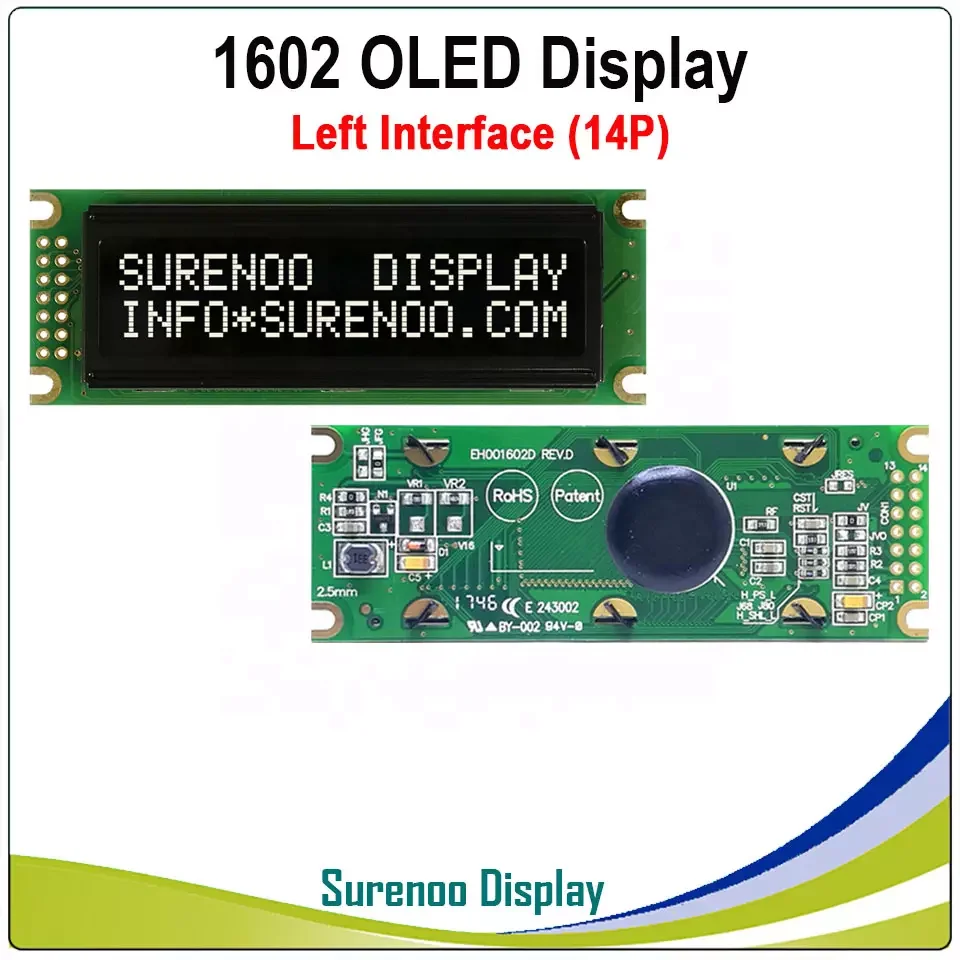 B2B-Real OLED Display, 122X44 1602 162 16X2 Larger Character LCD Module Display LCM Screen Panel WS0010 Parallel Serial SPI