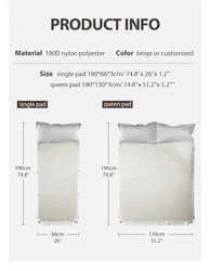 Outdoor Glamping Camping Luxury Thickened Double Self-inflating Folding Mattress