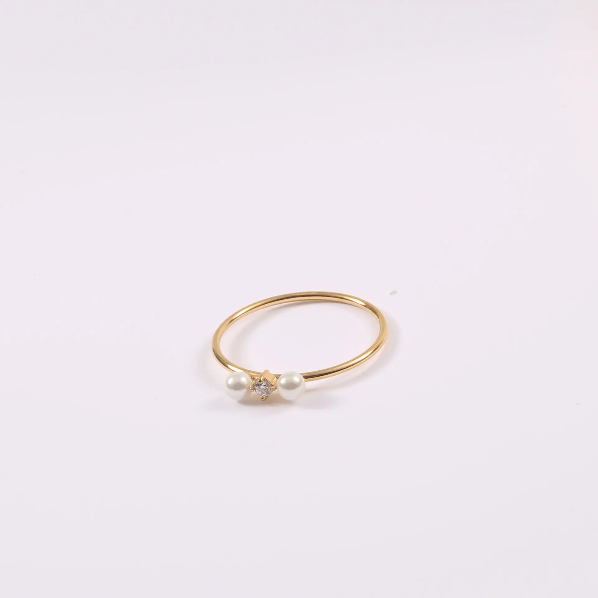 Jewelry Wholesale Trendy Stainless Steel 18K Gold Plated Pearl Rings For Women Non Tarnish Jewelry