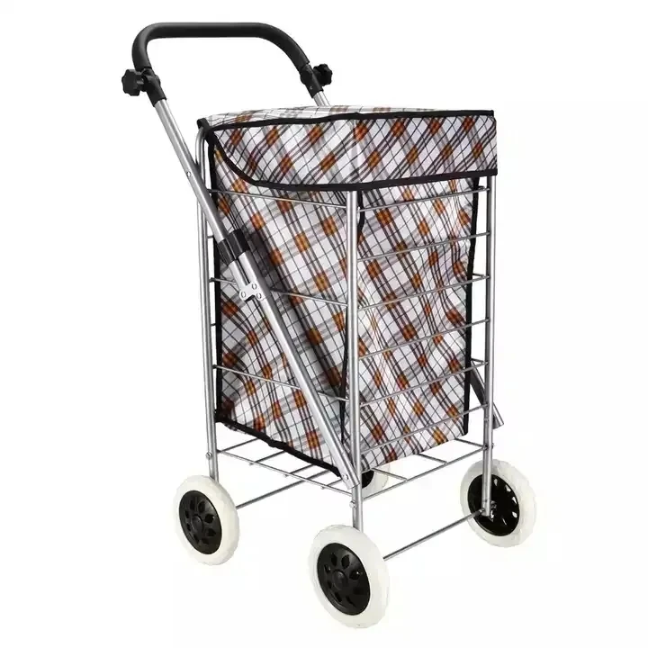 Wholesale four wheel Oxford cloth portable shopping cart folding shopping cart bag can be customized LOGO 4 wheel shopping troll
