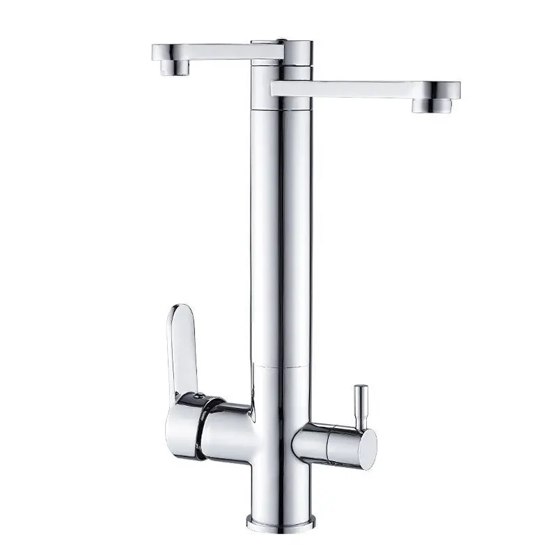 YL-650 Brass Chrome Finished Kitchen Faucet With Dual Handle 360 Free Swivel Hot And Cold Mixer Taps Kitchen purifier faucet