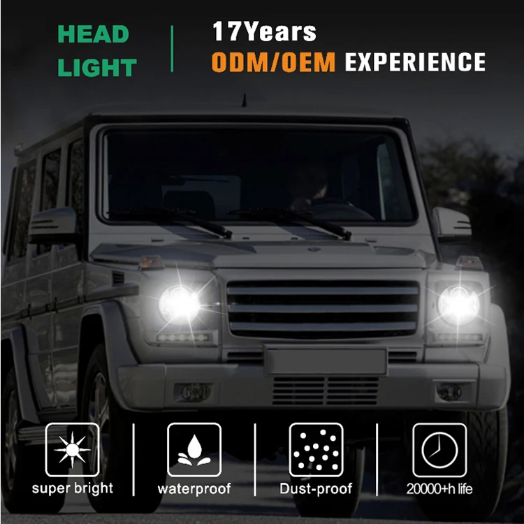 Tuff Plus round DOT led 8000lm car led light car led projector headlight high power 7inch led headlights for trucks offroad