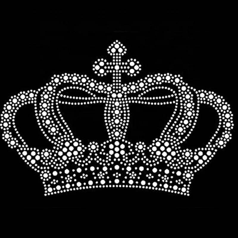 New Design Crystal Crown Large Hot Fix Crown Custom Heat Iron On Rhinestones Transfers For Clothing
