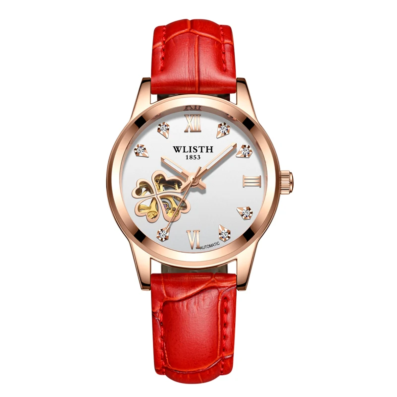Custom logo luxury women watch leather fashion wristwatches mechanical watches