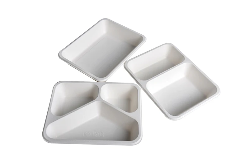 100% Biodegradable Disposable Sugarcane 3 Compartment Meal