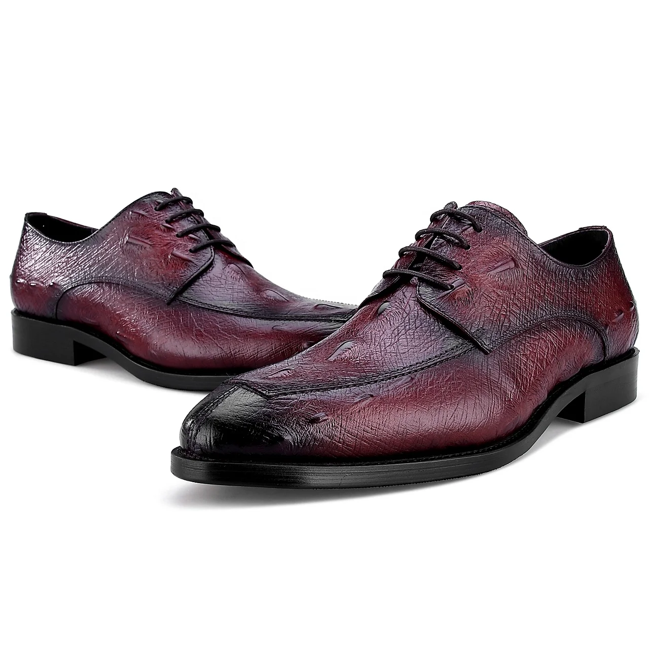 2020 Latest Flat Low Heel Colored Wedding Brogue Dress Shoes Crocodile Embossing Genuine Leather Shoe for Men