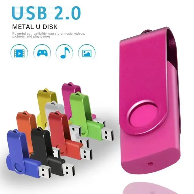 Hot Sale OEM Colorful Metal USB Flash Drive USB 2.0 Swivel USB Hard Drive 1GB to 128GB for promotional business gifts