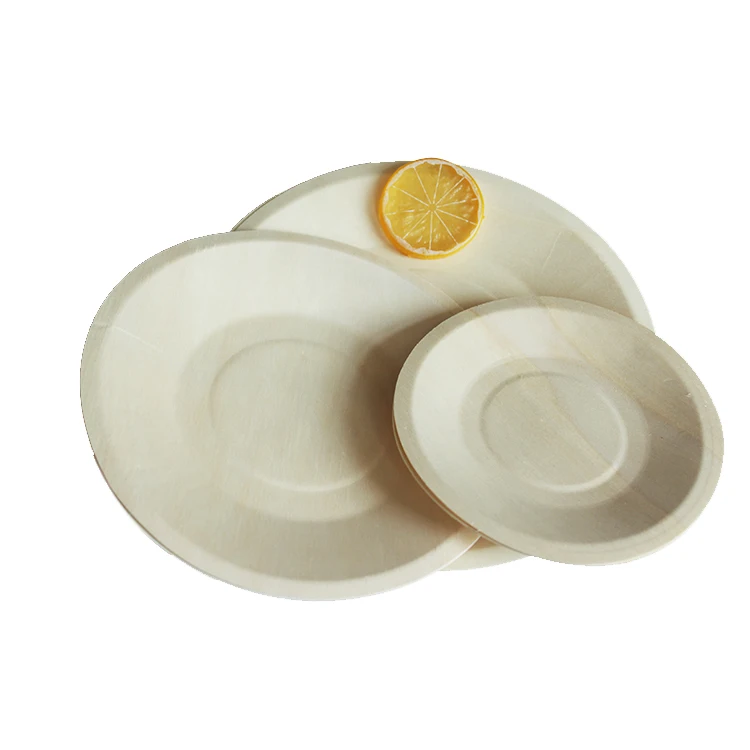 Заводская цена круглые бамбуковые пластины/одноразовые деревянные пластины набор