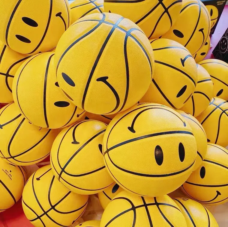 OEM dropshipping smile face PU basketball ball size 7