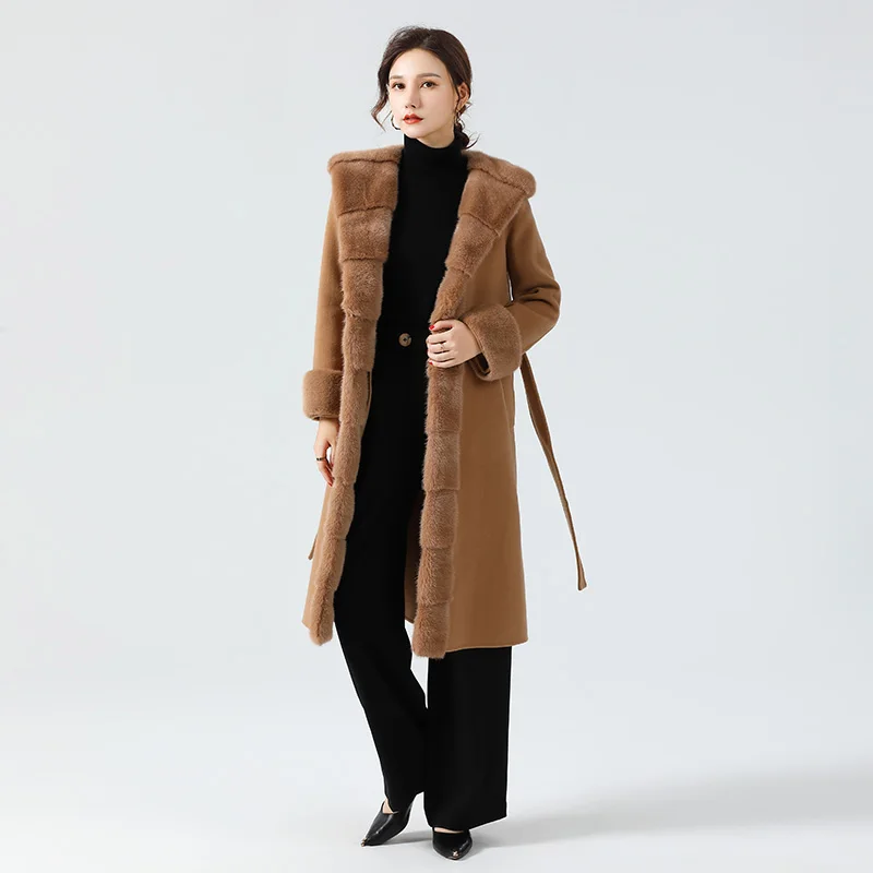 
2021 real mink Professional Manufacture Soft And Comfortable Women Cashmere Coat 
