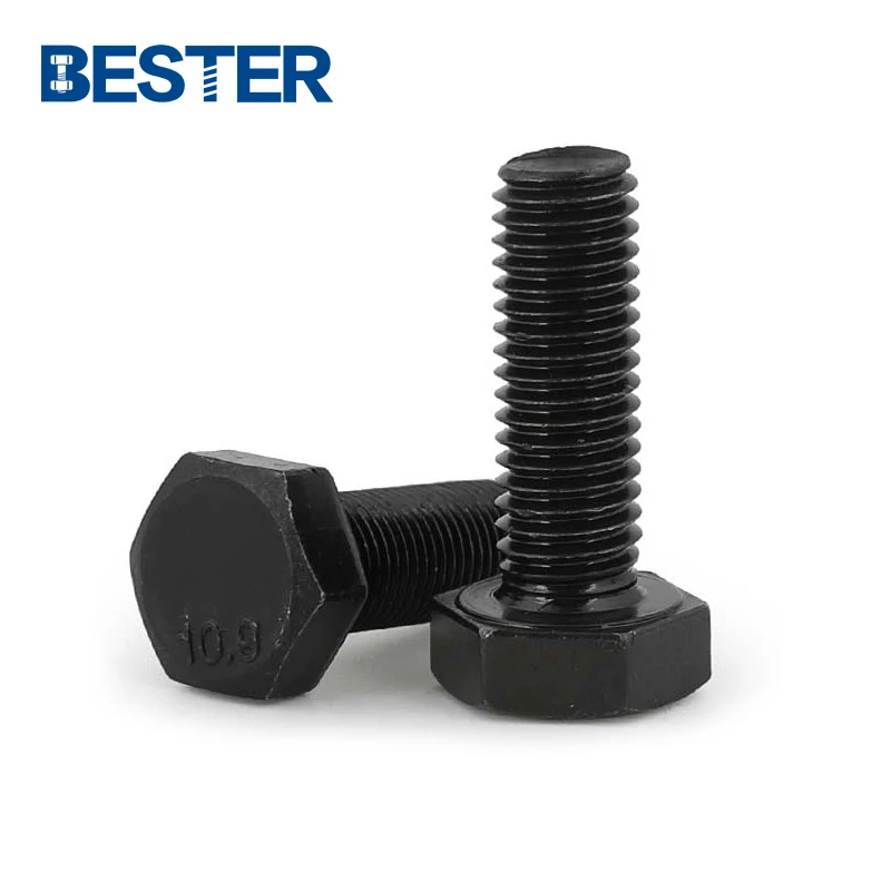 High strength manufacturers 10.9 5/16 m16 m28 m50 blue black zinc plated galvanized oxide steel hex bolts and nuts washer