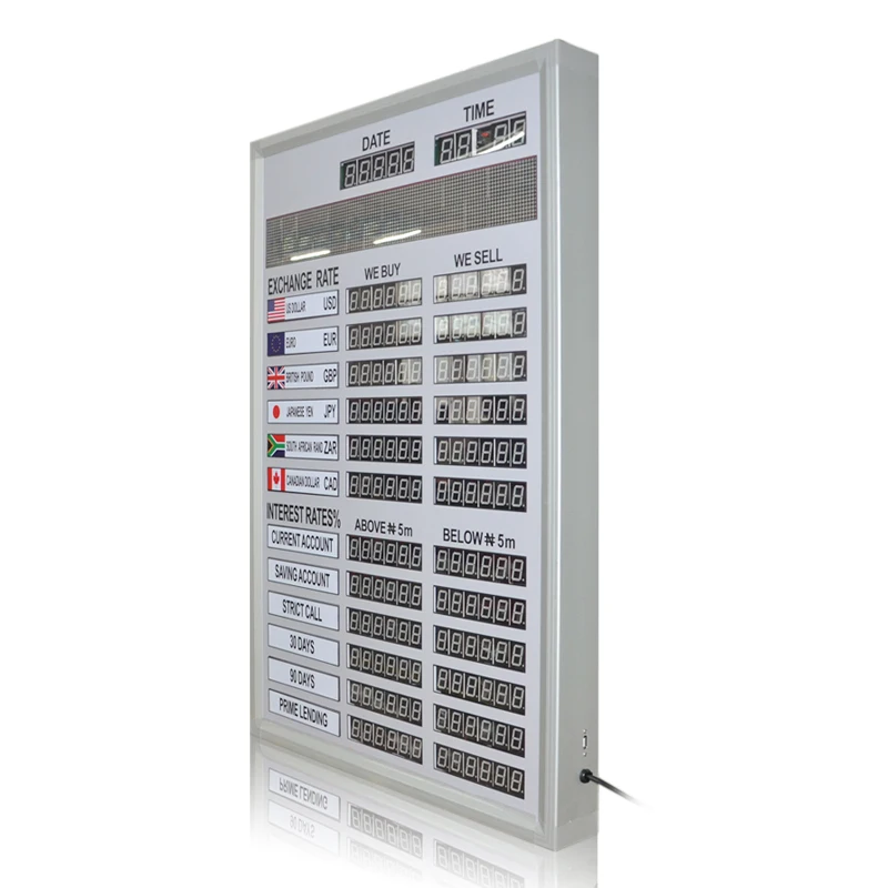Jhering factory sell indoor bank electronic digital IR control foreign exchange rate led display board