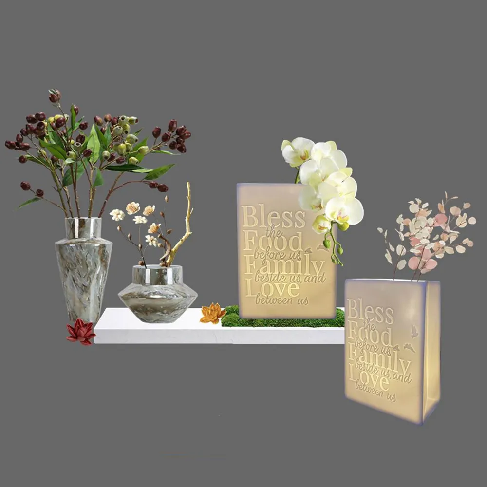 2021spring New Design porcelain flower pot with LED light ceramic design home decoration