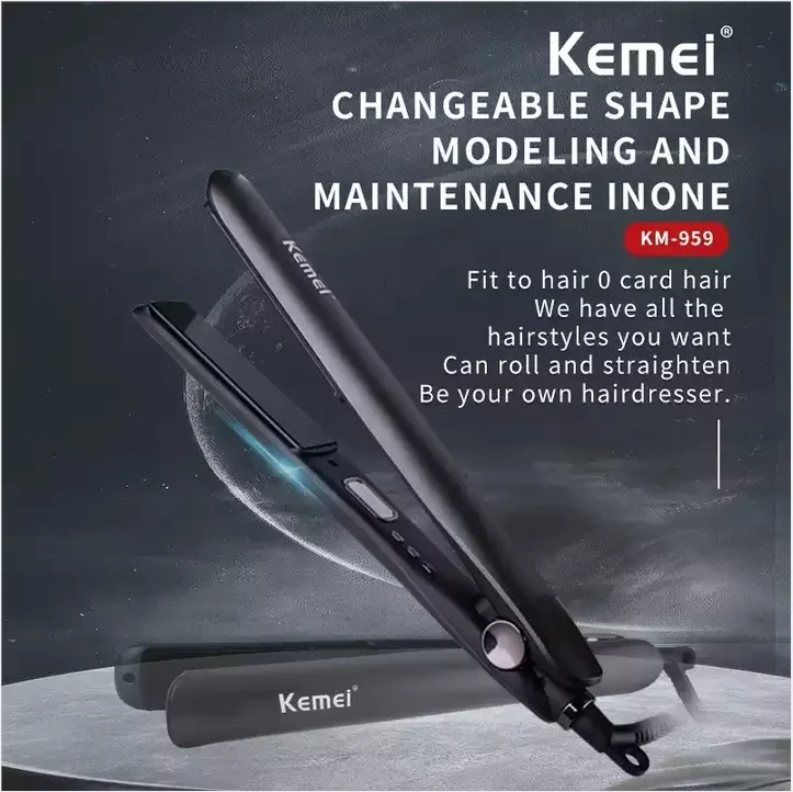 Temperature Adjustment Liquid Crystal Display Hair Straightener Kemei Km 959 Rapid Heating Ptc Widening Panel Hair Straightener