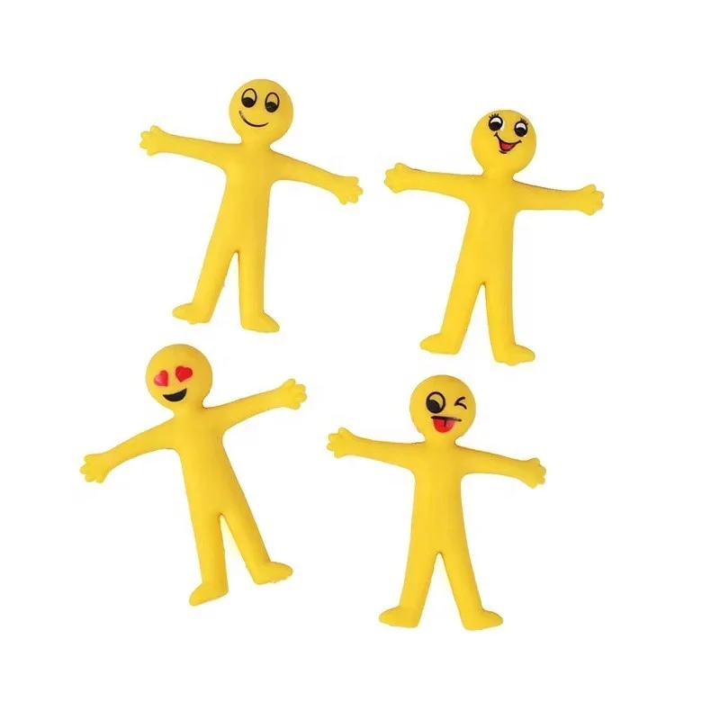 Hot Sale Smiley Yellow Little Man Stretchy Sensory Toys Stretch TPR Stress Relief Toys For Kids And Adults