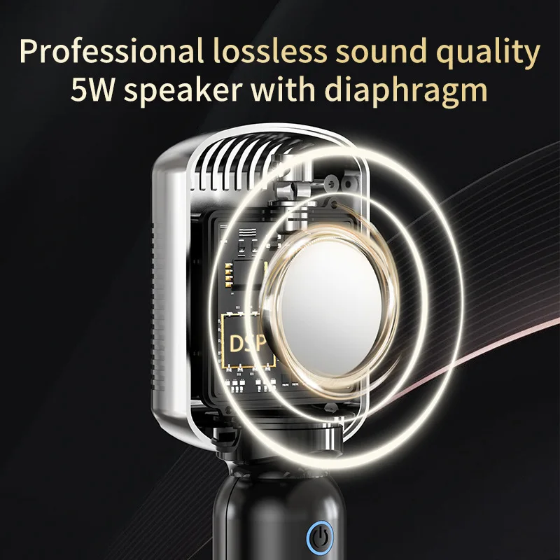 Wholesale Professional Wireless Handheld Golden Mic All-in-one Mic Music Player Karaoke Mic Performance Microphone For KTV Party